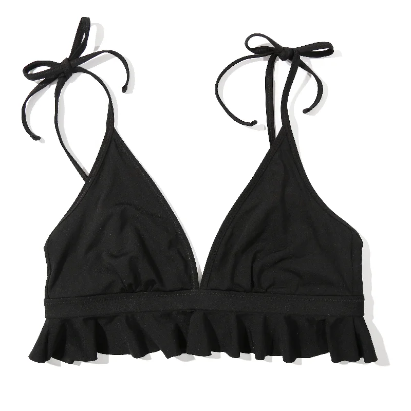 Swim Ruffle Triangle Top | Black Embroidered unclassified dresses
