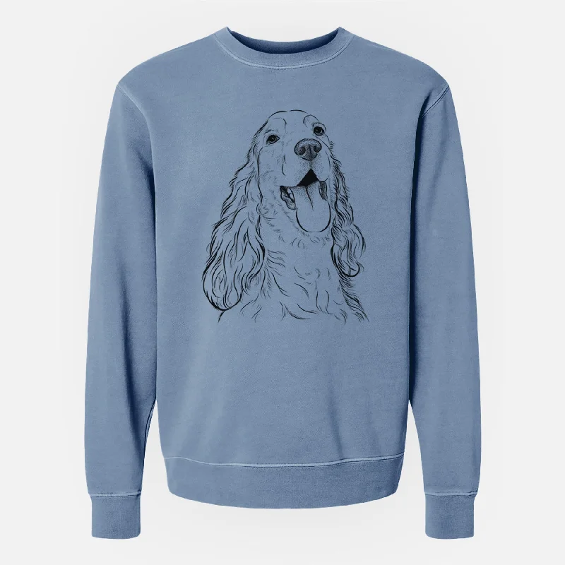 Bare Happy Henry the English Cocker Spaniel - Unisex Pigment Dyed Crew Sweatshirt Warm Hoodie Sweatshirt