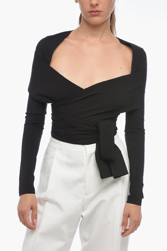 Dolce & Gabbana Wrap Crop Top With Criss Cross Design