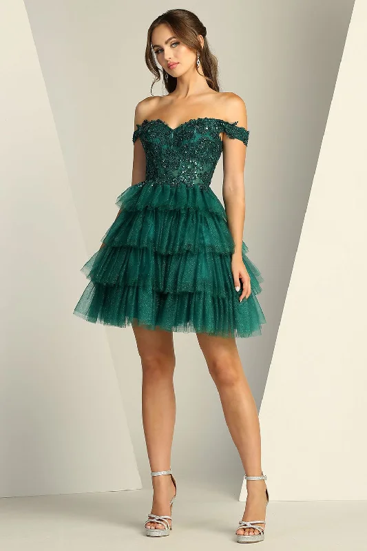 Adora 1061 Prom Short Glitter Applique Homecoming Cocktail Dress