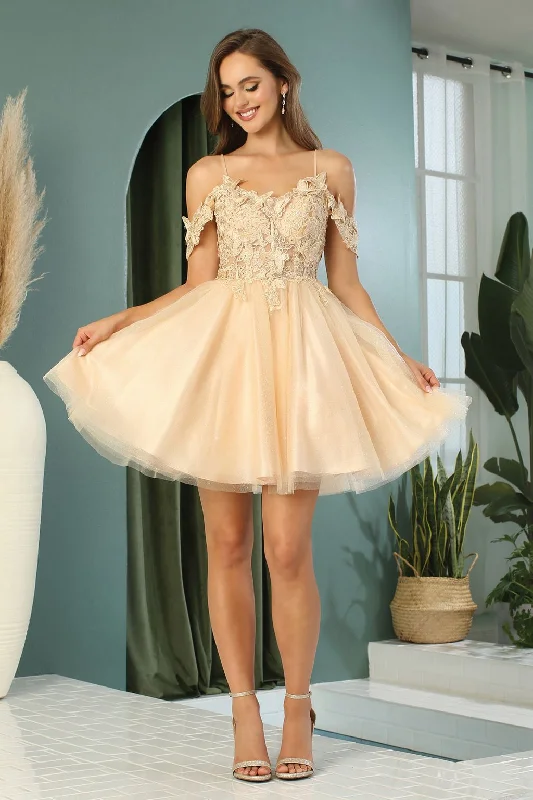 Adora 1052 A Line Homecoming Glitter Applique Prom Dress