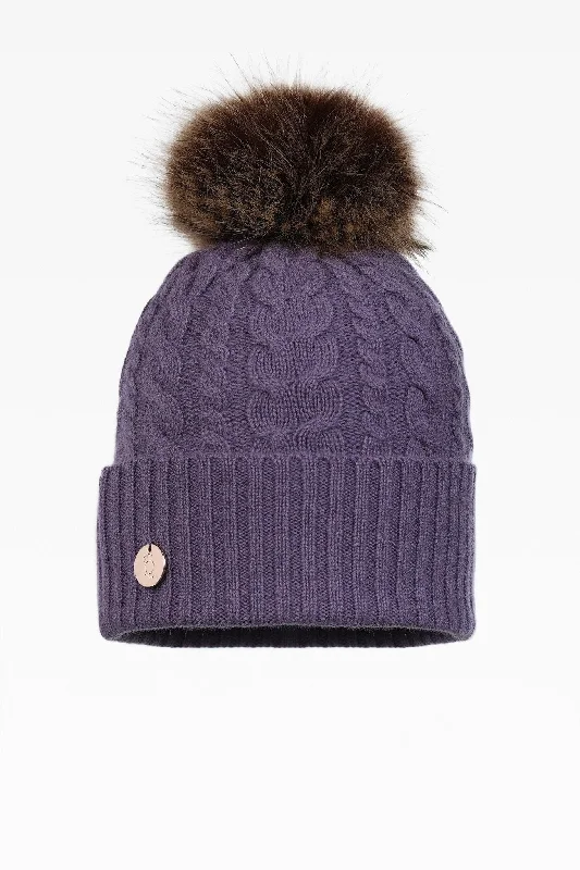 Eve Cable Pom Pom Hat - Faux Fur