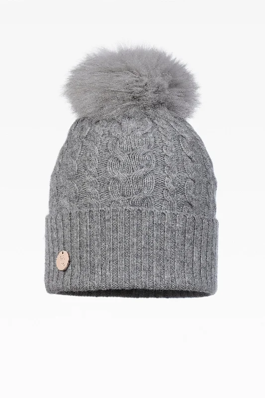 Eve Cable Pom Pom Hat - Real Fur