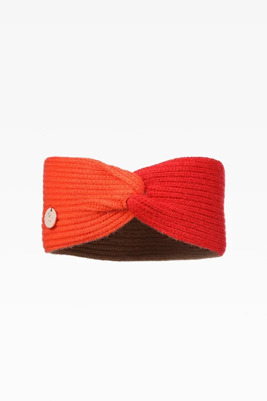 Maisie Orange Mix Ladies Rib Headband: Cashmere & Wool Blend