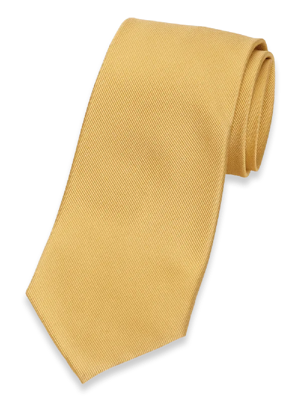 Solid Twill Woven Silk Tie - Yellow