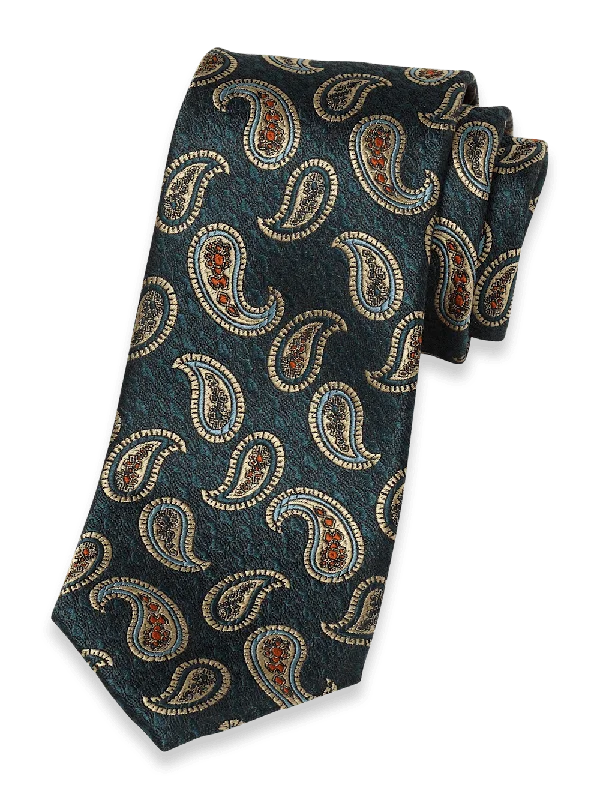 Paisley Woven Silk Tie - Green