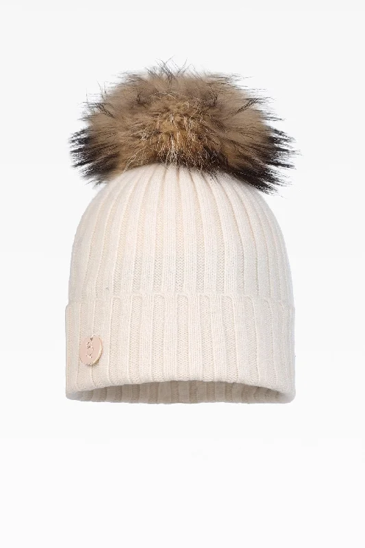 Hayley Rib Pom Pom Hat - Real Fur