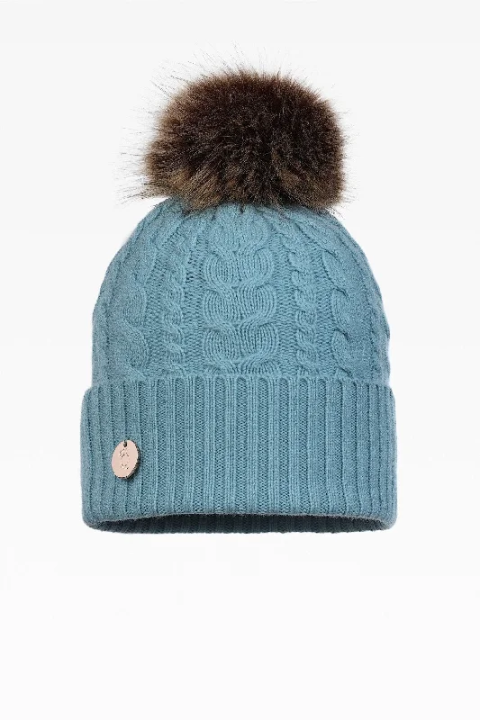 Eve Cable Pom Pom Hat - Faux Fur