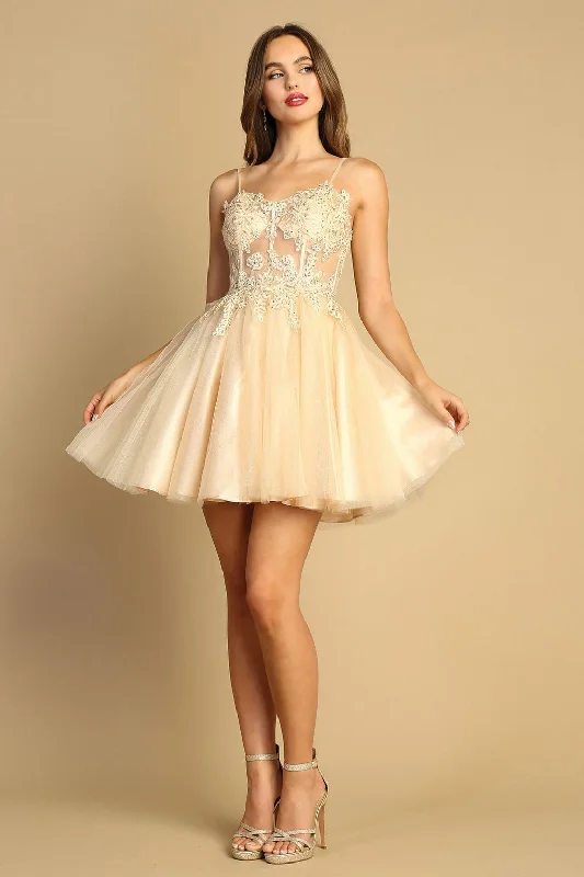 Adora 1039 A Line Prom Short Homecoming Corset Cocktail Dress