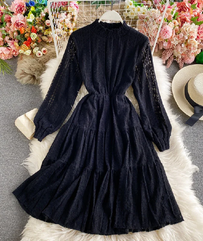 Cute lace long sleeve dress lace dress  974