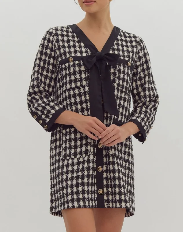 Tweed 3/4 Sleeve Button-Up Mini Dress Revolve mini dresses