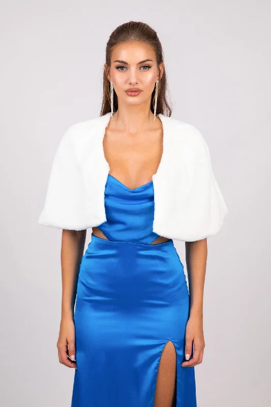 Giovanna Faux Fur Shrug - White Short Wedding Gown