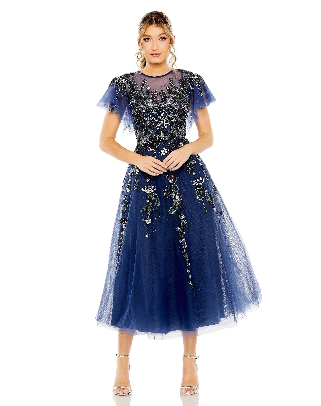 Mac Duggal 20510 Formal Beaded Tea length Cocktail Dress Boho party dresses