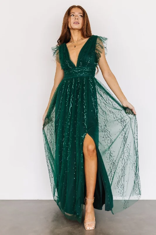 Annika Sequin Mesh Maxi Dress | Green Prom maxi dresses