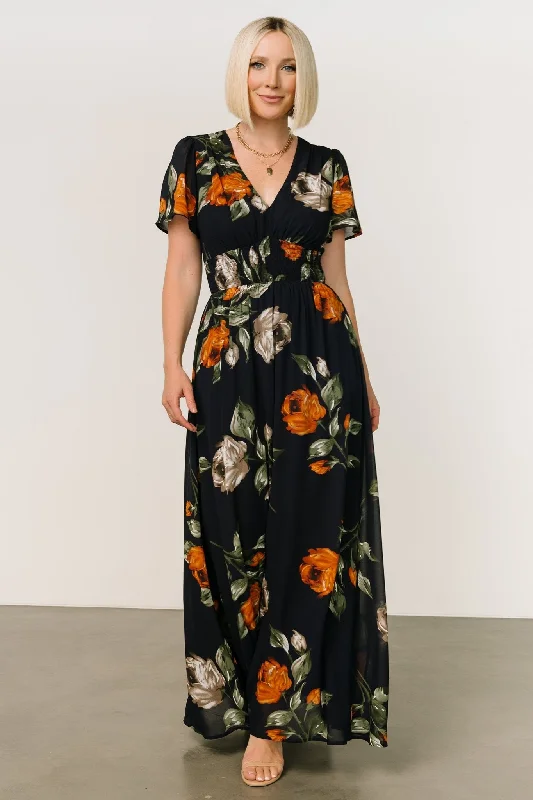 Birdie Maxi Dress | Midnight Navy Floral Knitted maxi dresses