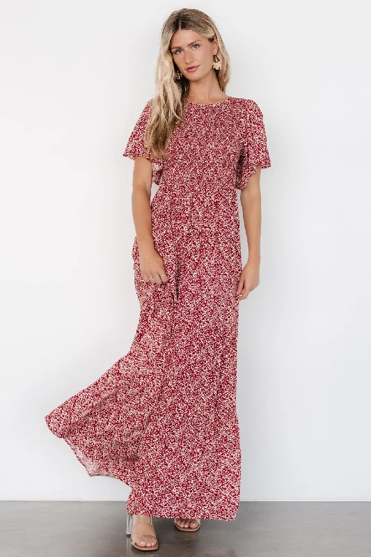 Eliza Maxi Dress | Rust Print Stretchy maxi dresses