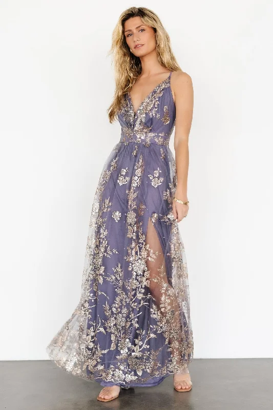 Lucienne Shimmer Maxi Gown | Blue + Gold ASOS maxi dresses