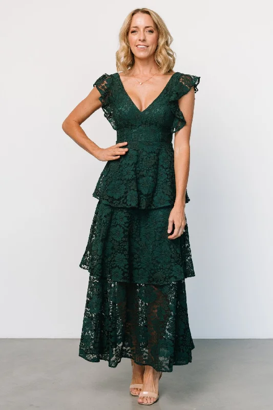 Margot Lace Tiered Maxi Dress | Deep Emerald Bodycon maxi dresses
