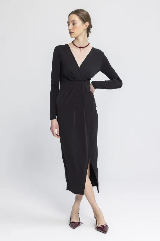 Black V-Neck Midi Dress Fashion-forward midi dresses