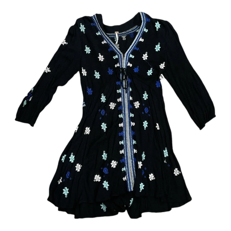 Dress Casual Short By Free People In Black & Blue, Size: S Bohemian Mini Skirt