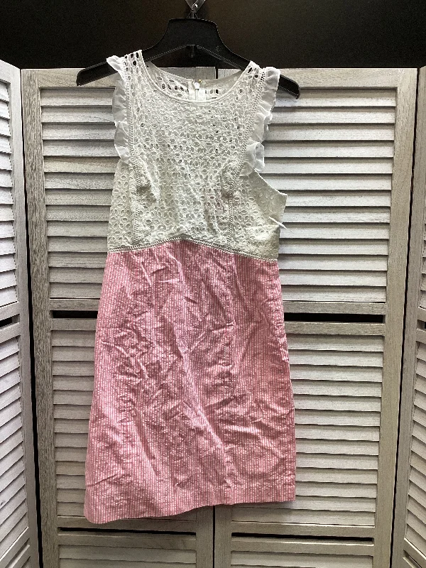 Dress Casual Short By Lilly Pulitzer In Pink & White, Size: 6 Skirt with Buttons