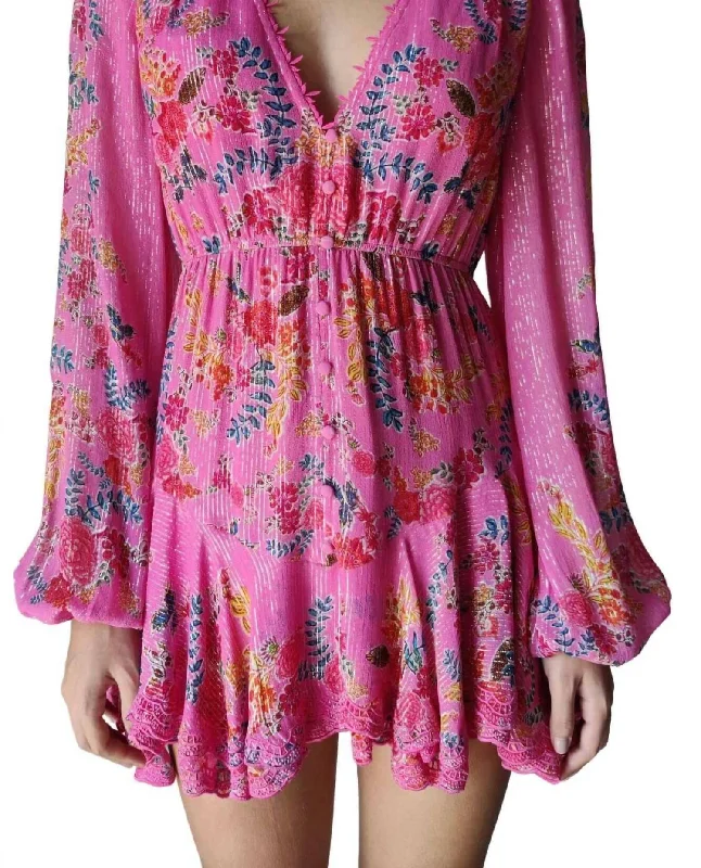 Fiora Short Dress In Pink Summer Skater Skirt