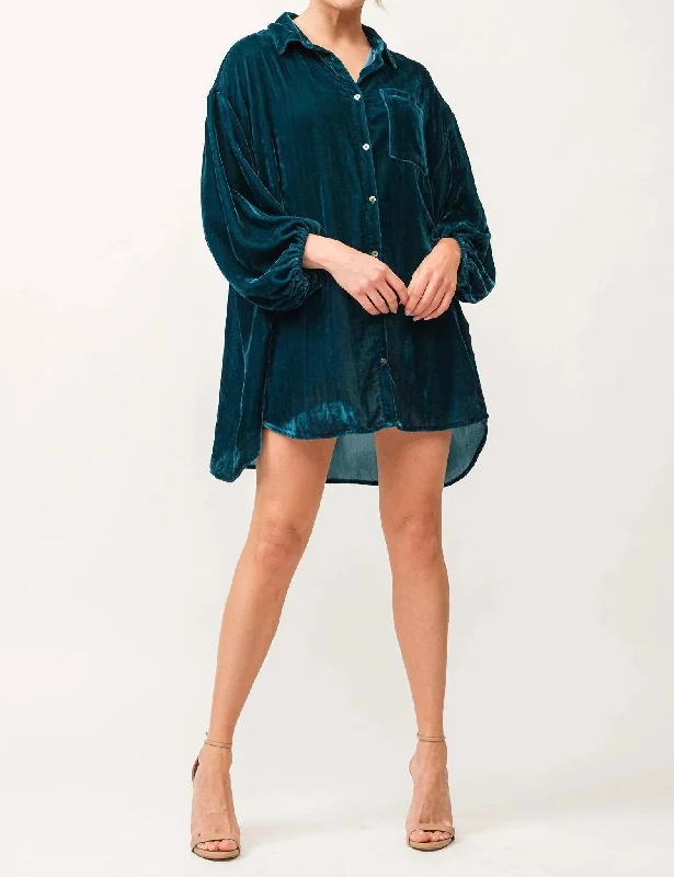Leigh Mini Dress In Blue Button-down Mini Skirt