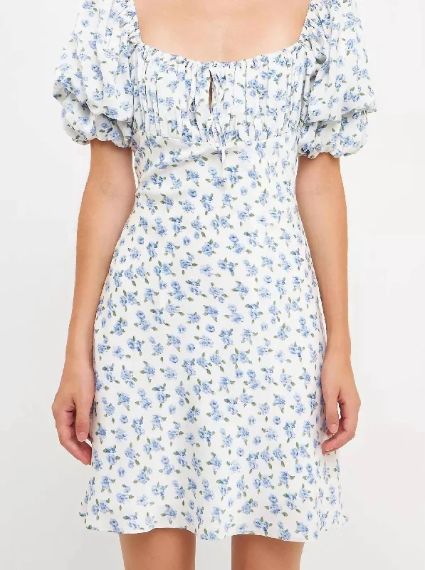 Santa Cruz Mini Dress In Ivory/blue Stylish Mini Skirt