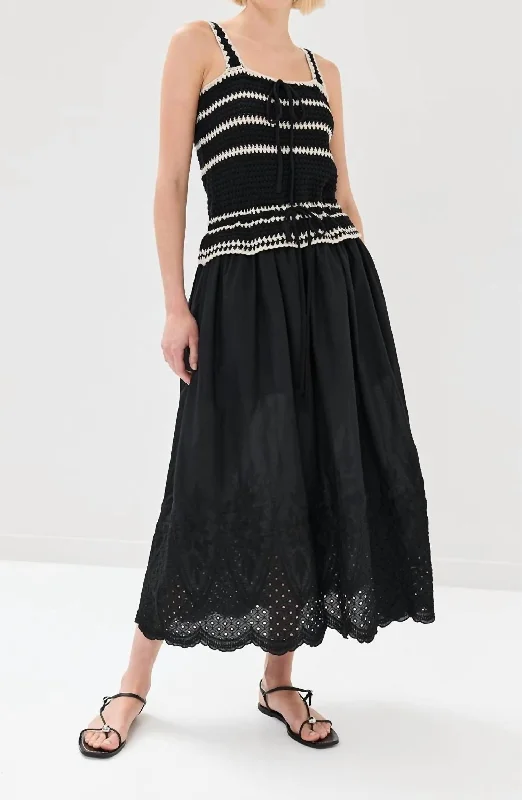 Lucia Maxi Dress In Black Knit Boho Chic Maxi